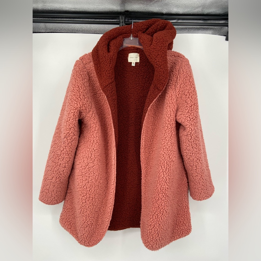 Silence +‎ Noise Fleece, Mob Wife teddy jacket with hood, oversized XS